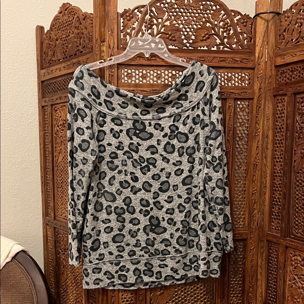 Gray Leopard Print Women's Top